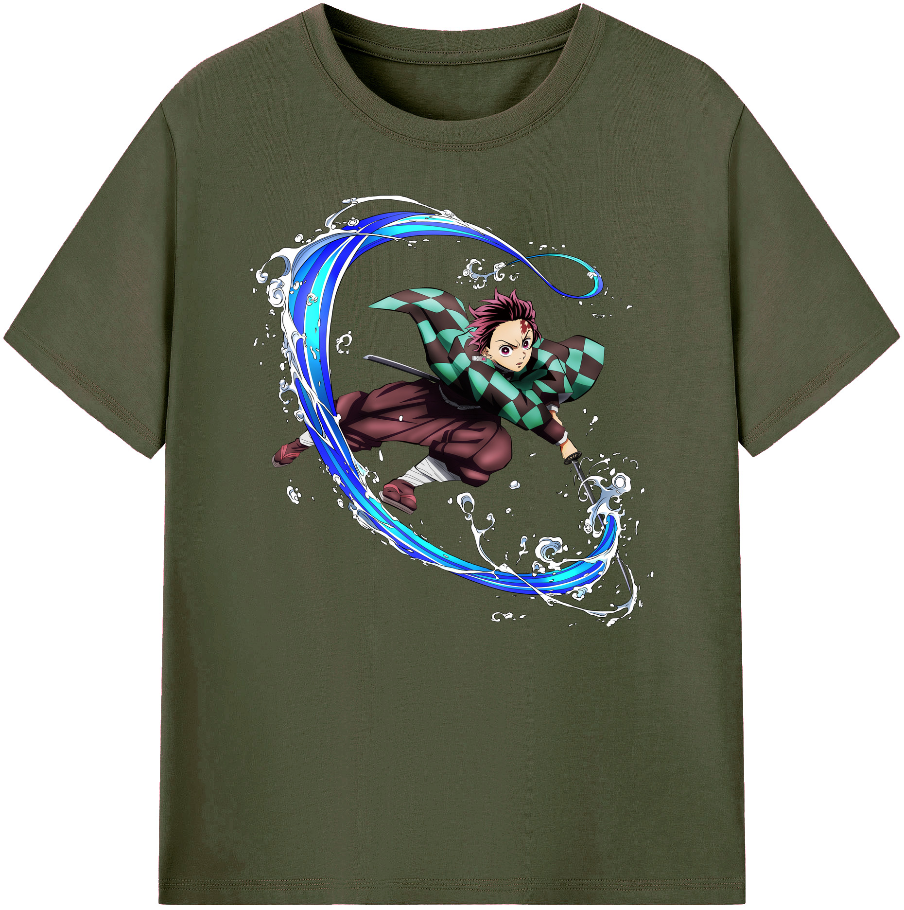 （画像用） 鬼滅の刃 竈門 炭治郎／かまど たんじろう Kamado Tanjirou 綿100％ メンズ半袖Tシャツ｜肌触りやわらか＆通気性